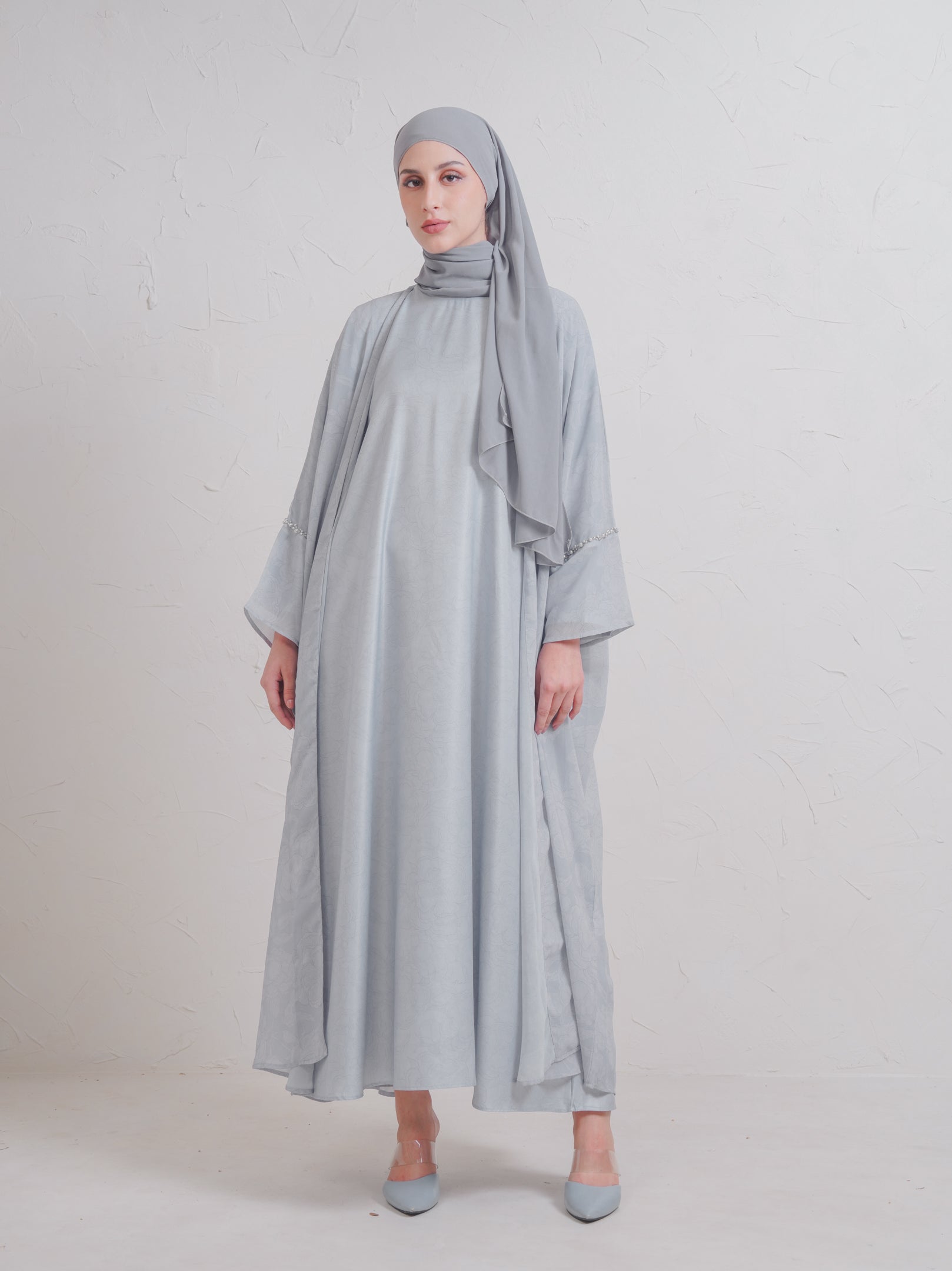 Amani Abaya Set Light Gray