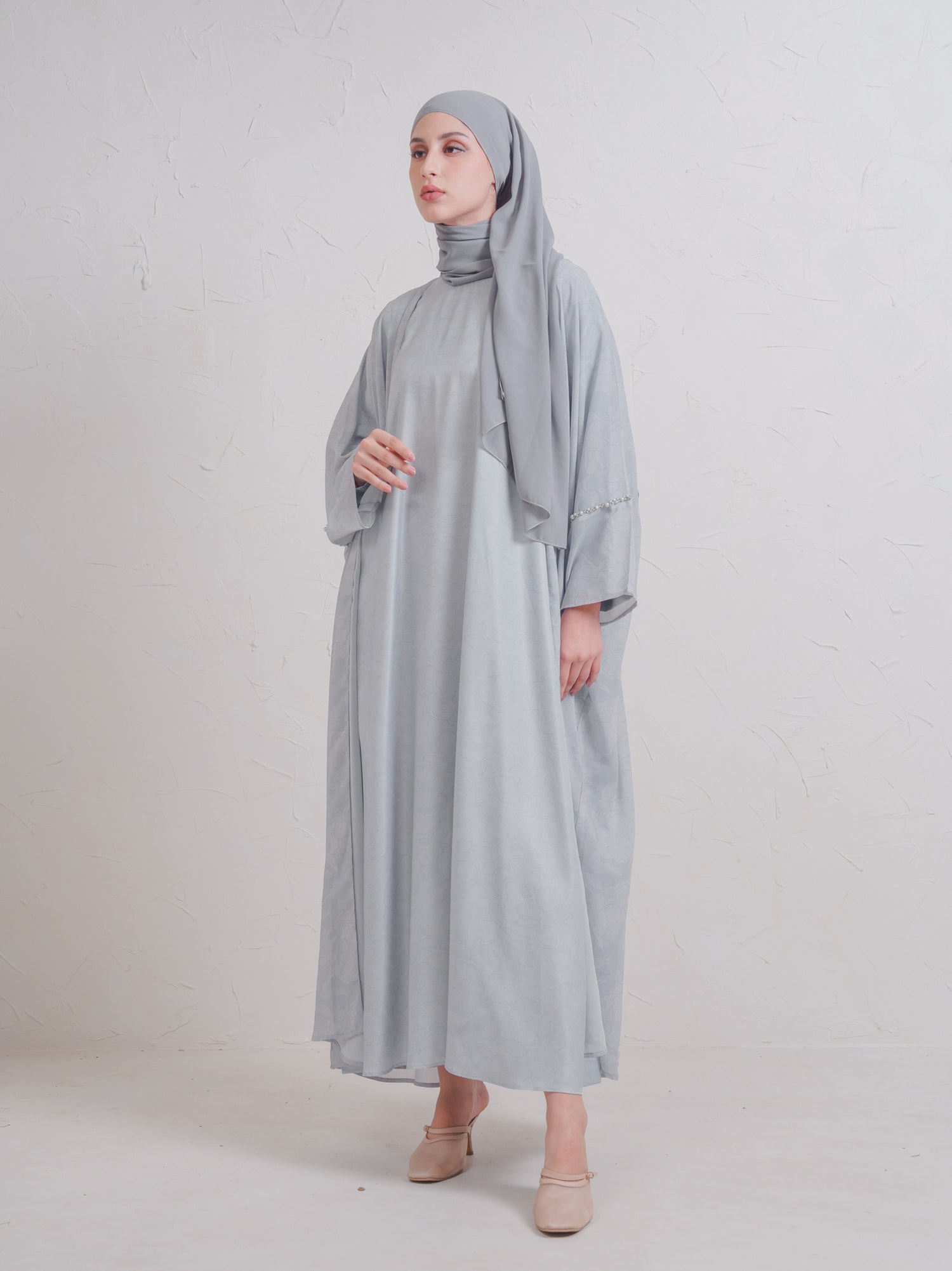 Amani Abaya Set Light Gray