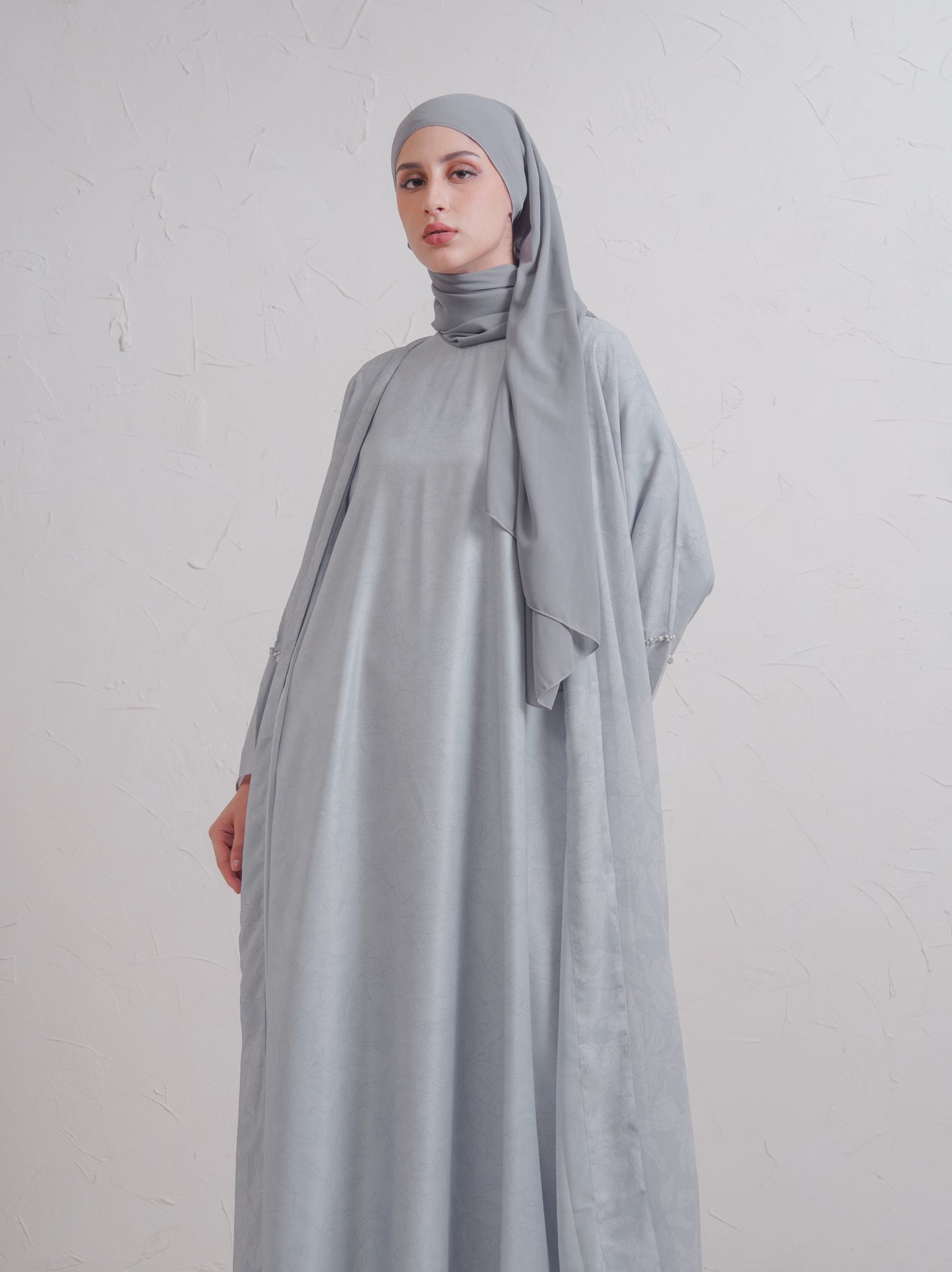 Amani Abaya Set Light Gray